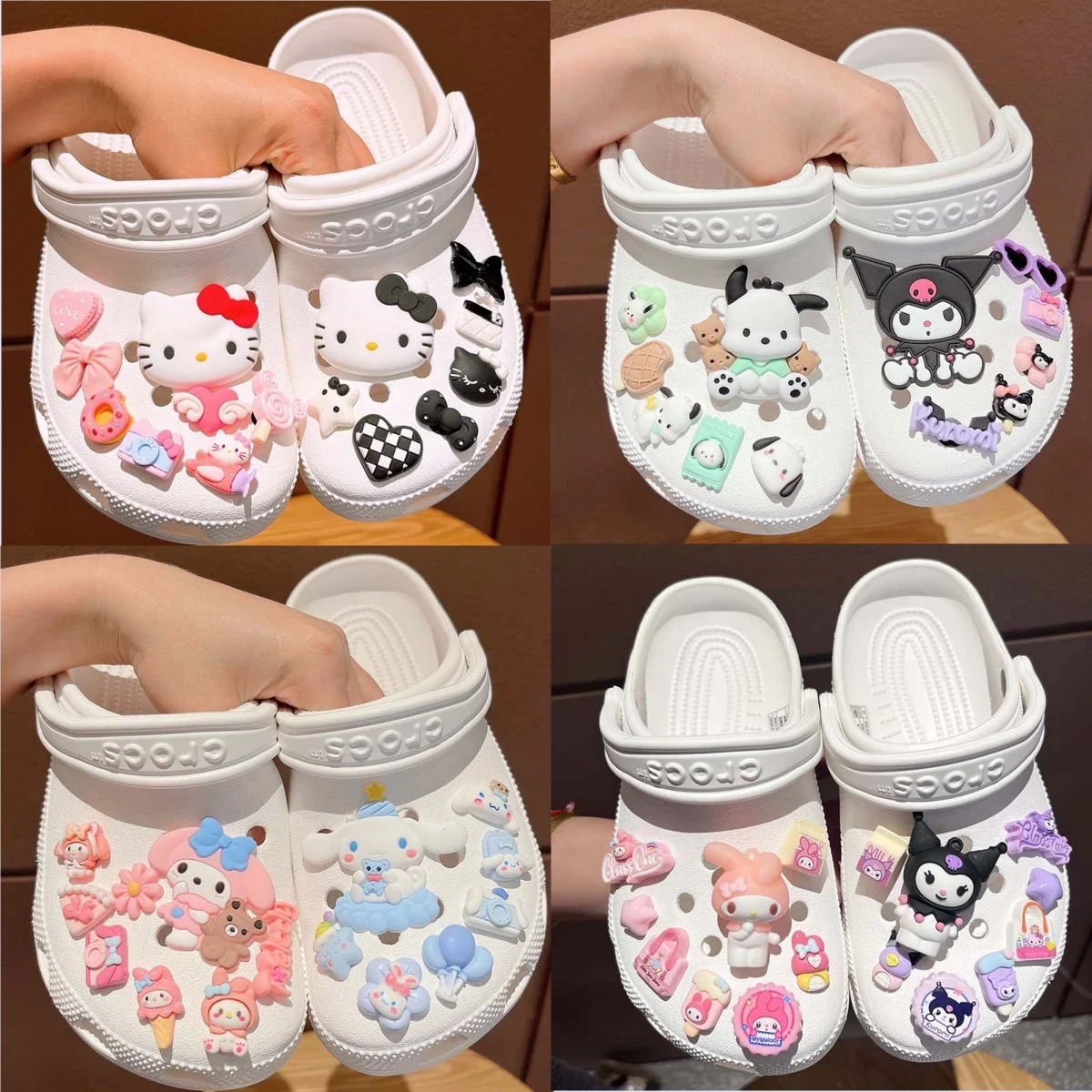 8 Styles Sanrio Hello Kitty Shoes Accessories Cartoon Peripheral Kuromi Melody Pochacco Crocs Charm Charms Decorations Kids Gift