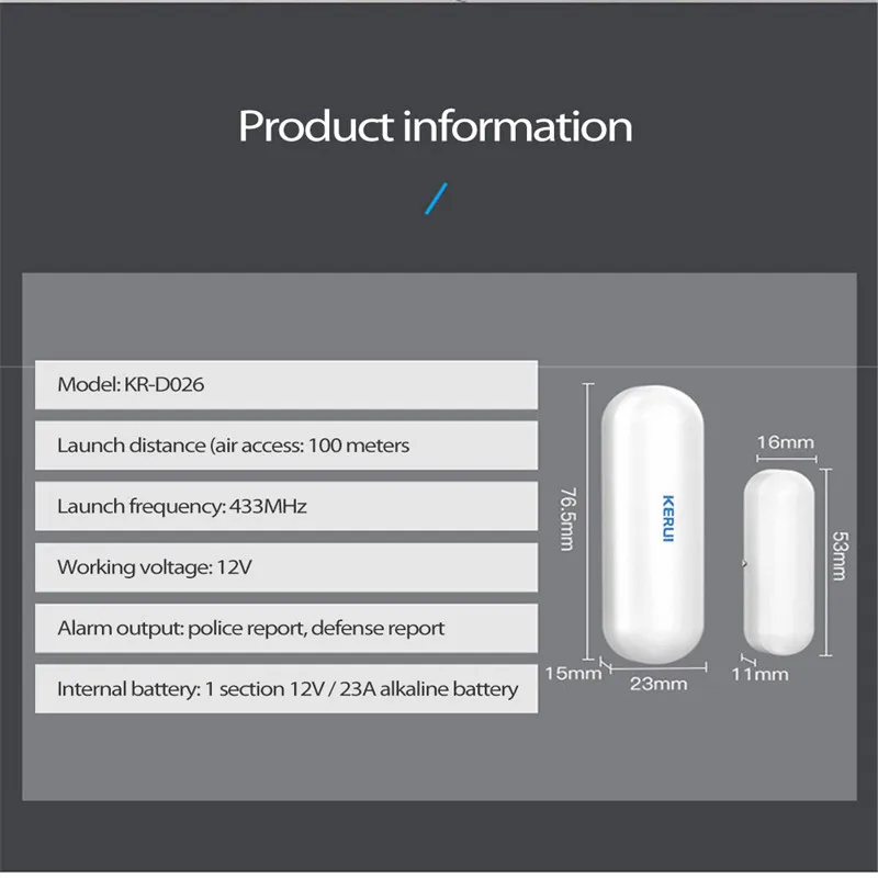 433MHZ Wireless Smart Door Window Sensor Alarm 12V Smart Home Security Wireless Automatic Sliding Door Magnetic Contact Sensor