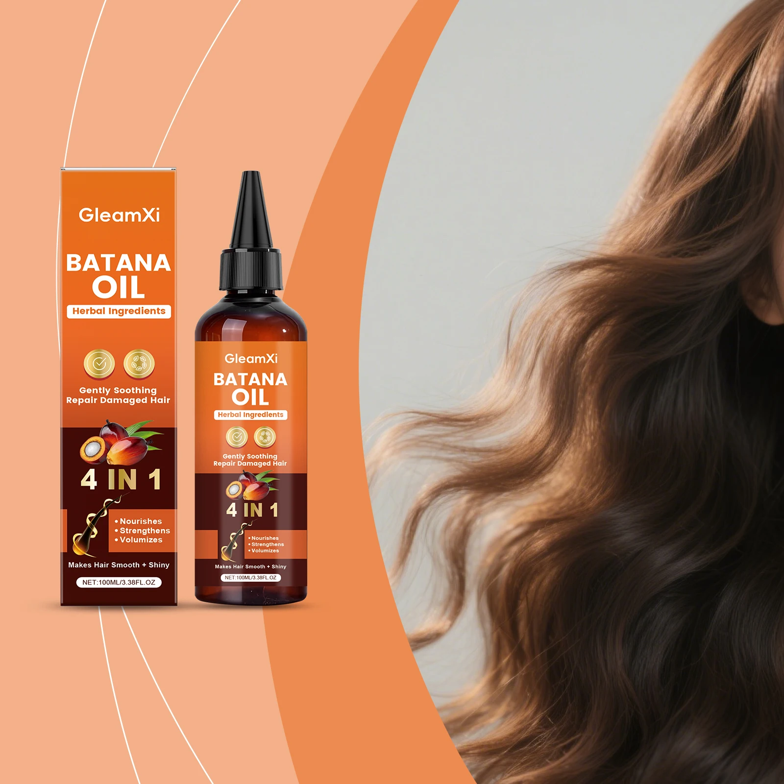 GleamXi Batana Hair Oil Moisture Care Smooth Enhancement Gently Repairs Damaged Hair Keeps Hydrated Voluminous Improves Texture