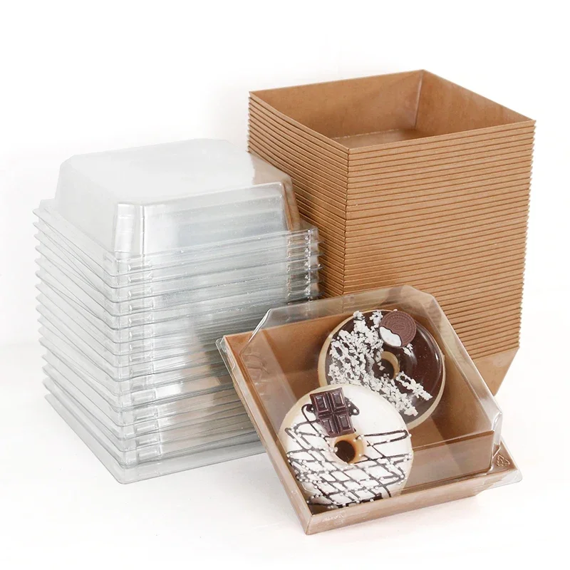 10/5 stücke Kuchen Dessert Donut Box Kraft papier Keks Bäckerei Lebensmittel Sandwich Verpackung Box