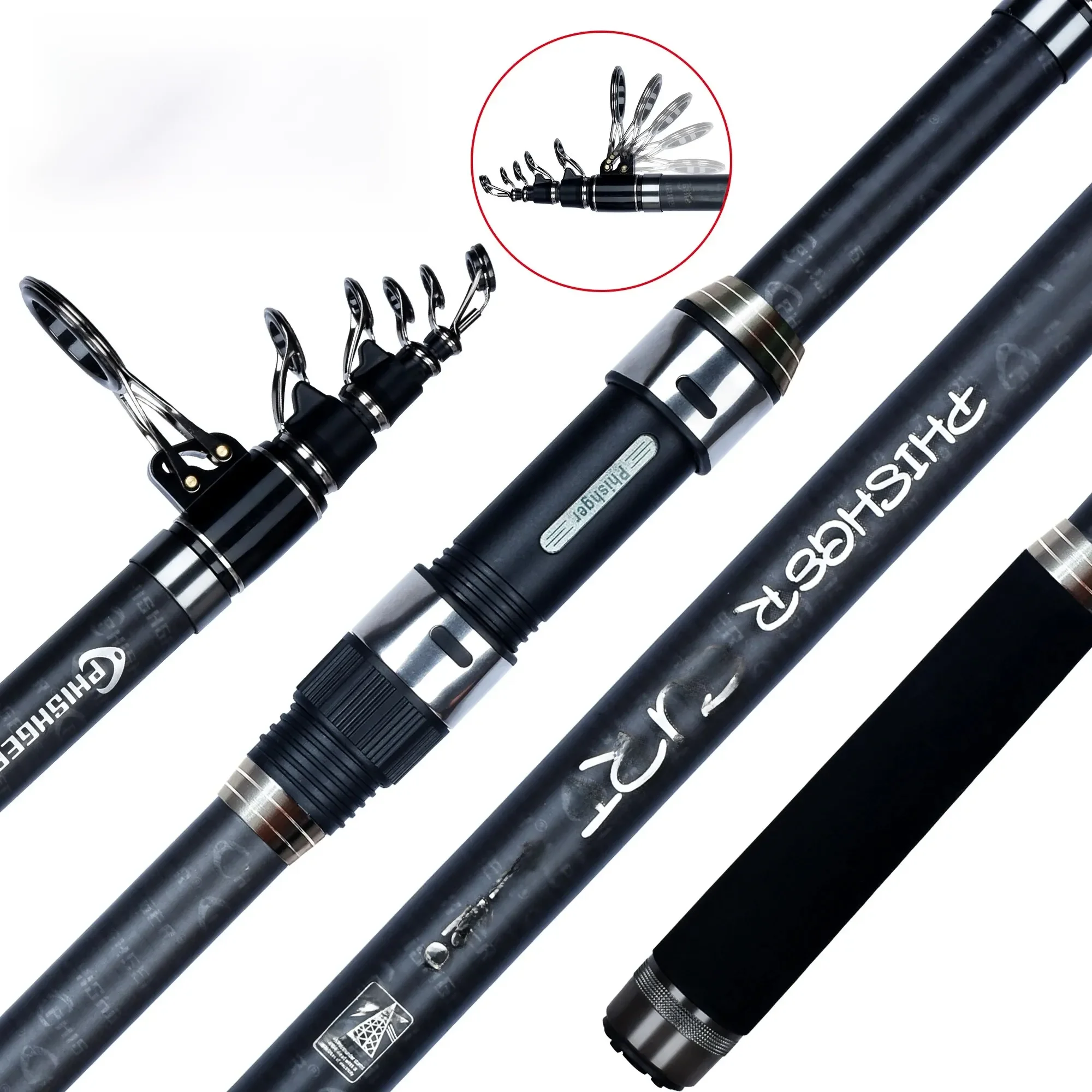 PHISHGER Télescopique Surf Spinning plus récent 3.6/4.2/4.5m Power80-150g 30T Carbone Voyage Surfcasting Rivage Considérant Biutifu Pôle De Pêche