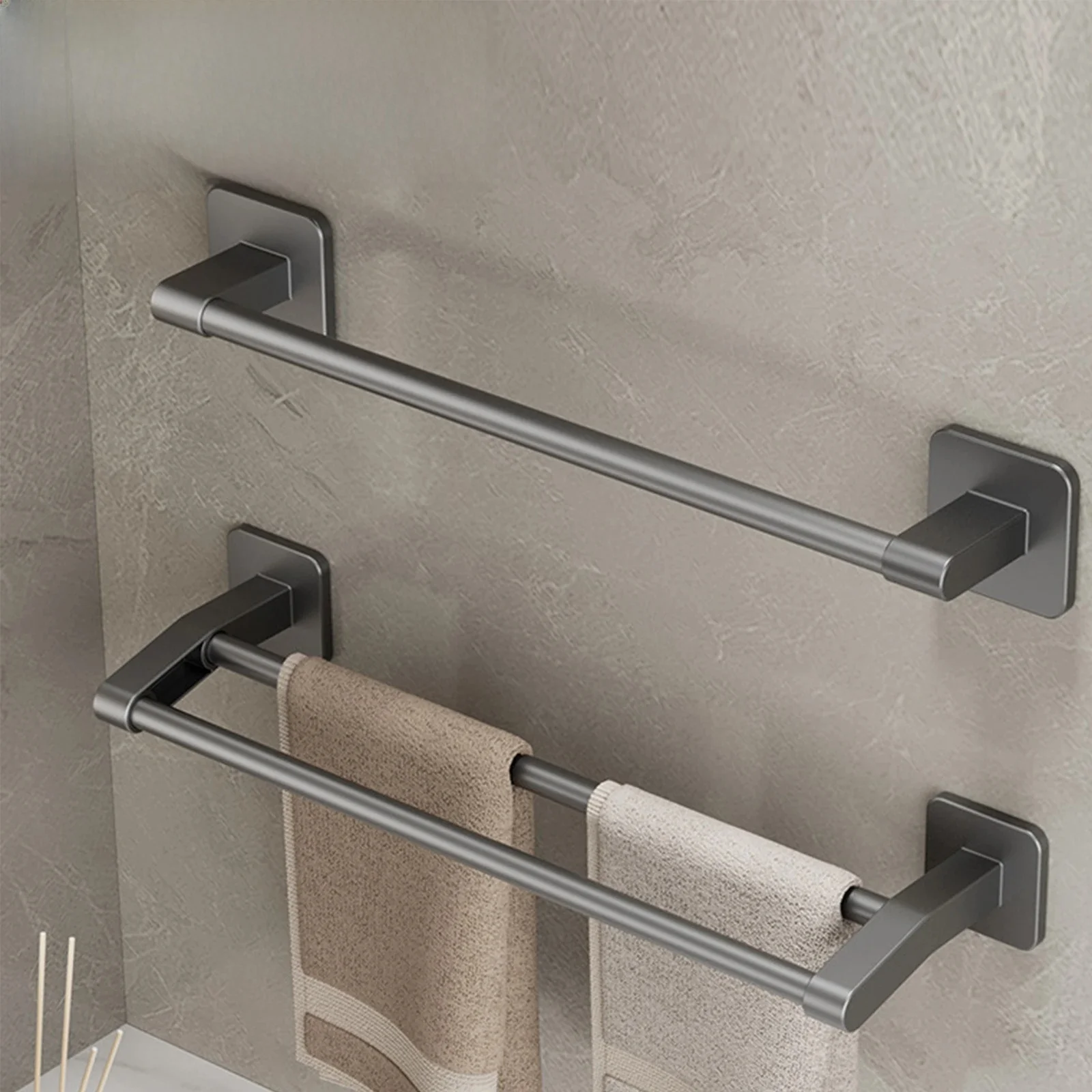 Porte-serviettes mural pour salle de bain, 30/40/50cm, barre à serviettes en plastique ABS, Double barre à 2 niveaux pour appartement