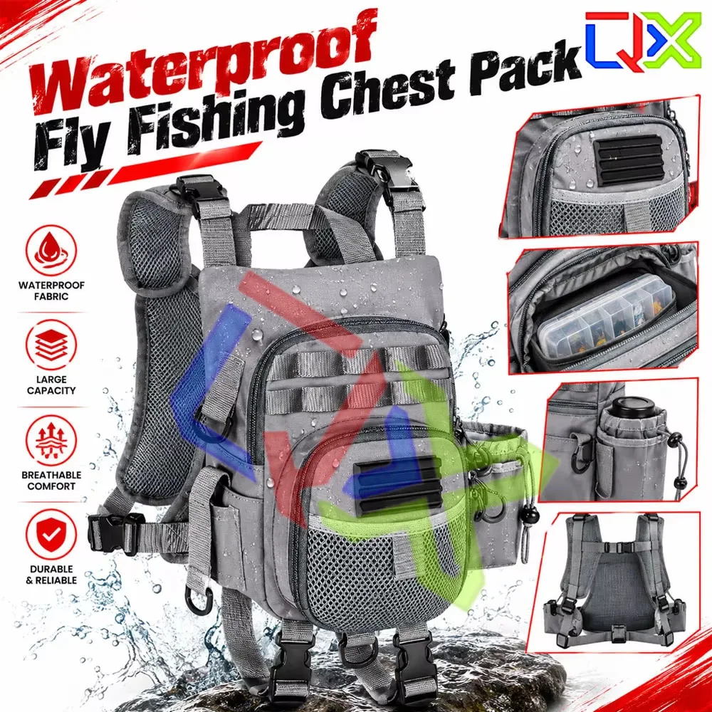 QX Waterproof Fly Fishing Chest Pack Lightweight Tackle Storage Bag Quick Access Design Outdoor Stream Adventure Gear