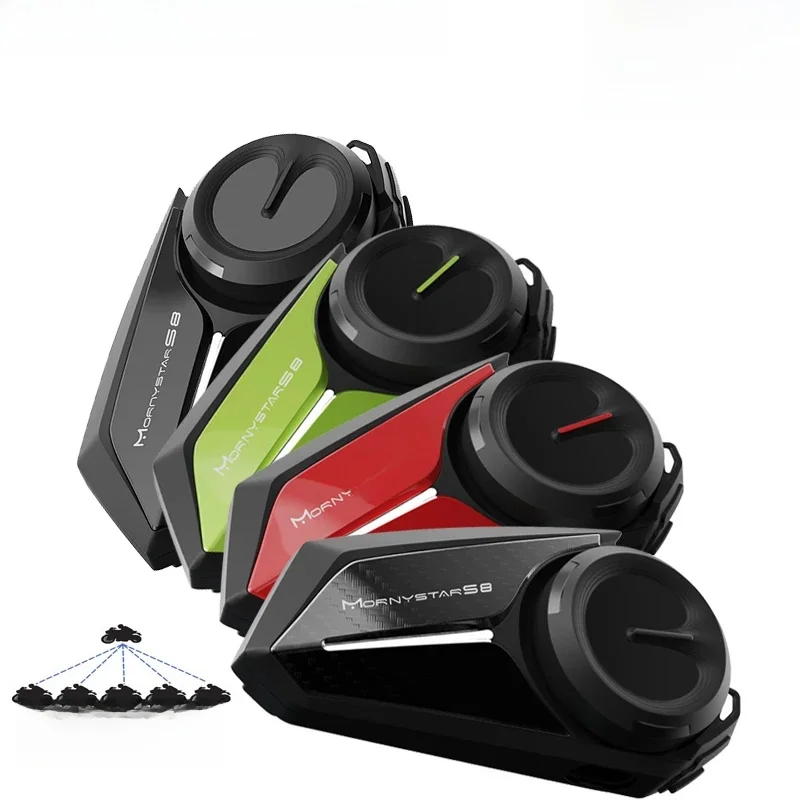 Mornystar S8 interphone Bluetooth pour casque de moto casque FM partage de musique casque communicateur jusqu'à 6 cavalier