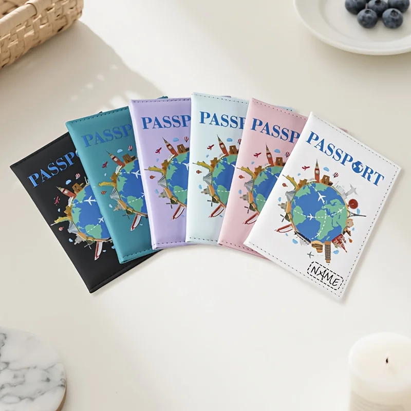 Custom World Map Passport Holder Premium Synthetic Foldable Travel Wallet for Passport ID Card Daily Travel Use