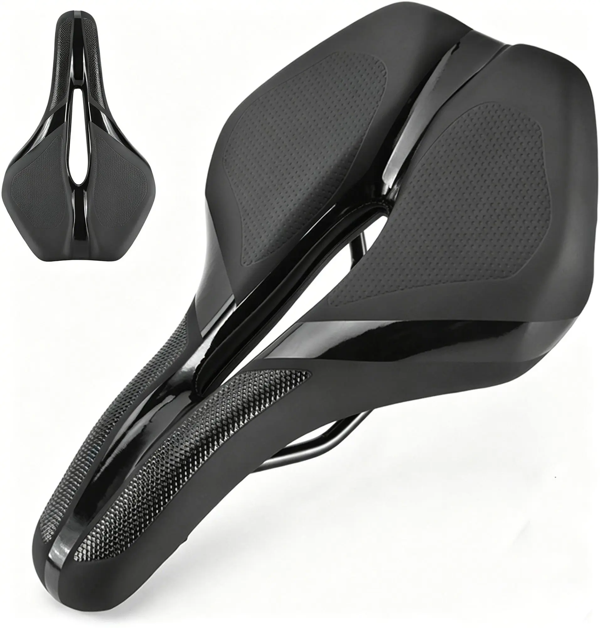 Sella per Bicicletta in Memory Foam Ergonomica per MTB, Bici da Strada, E-bike, Sella Universale per Bicicletta Leggera, Sella da Montagna Confortevole, 1 Pezzo in Carbonio