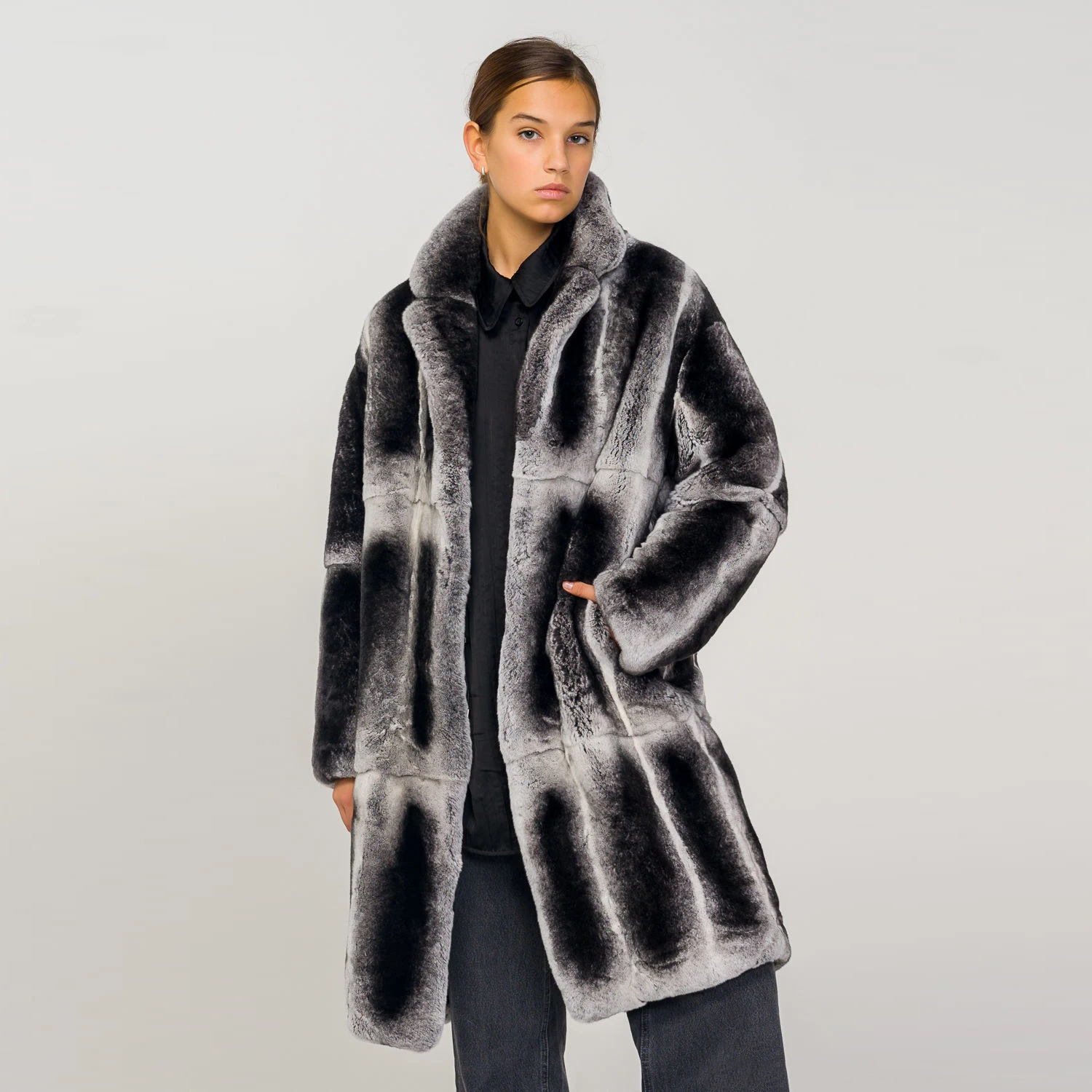 

Fashion Long Real Rex Rabbit Fur Coats for Women High Quality Winter Fashion Woman Natural Rex Rabbit Fur Jacket Street Wear