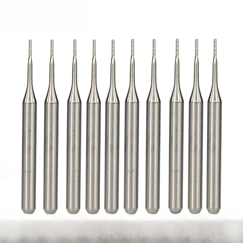 Frez do PCB 10szt Zestaw frezów do kukurydzy 0,5 mm 0,6 mm 0,7 mm Frez do grawerowania PCB 3,175 mm Trzpień CNC Frez z węglików spiekanych — zdjęcie 2