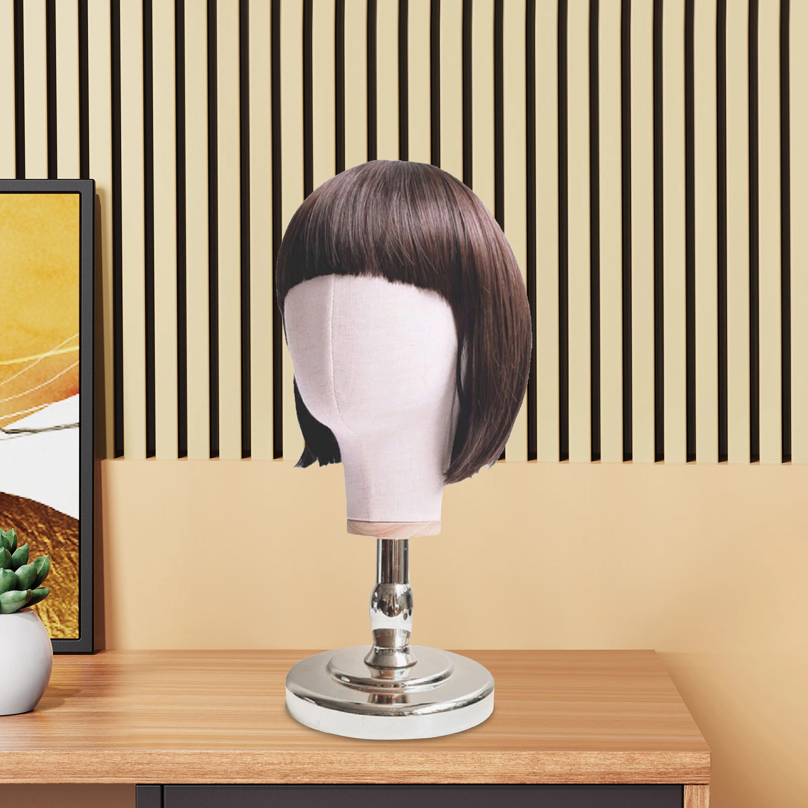 

Mannequin Head Canvas Block Head Freestanding with PVC Stand Wig Holder Hat Rack Fabric Head for Headdress Hat Wig Caps Salon