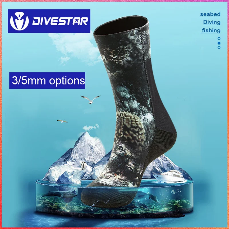 2022 5MM Neoprene Diving Socks Camouflage Water Shoes Anti Slip Beach Warm Wetsuit Shoes Snorkel Surfing Swim Sock for Men Women