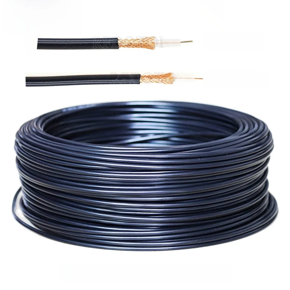 RG-58/U pojedynczy/wielordzeniowy 2 typy czarny kabel koncentryczny RG58/U 50-3 RF 50 Ohm goła miedź niskie straty wysokiej jakości 1M-1000M RFDOTOP — zdjęcie 2
