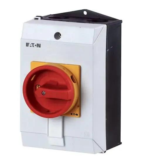 Interruptor principal P1-32/I2/SVB 207314, P1, 32 A, montaje en superficie, 3 polos, función de apagado de emergencia