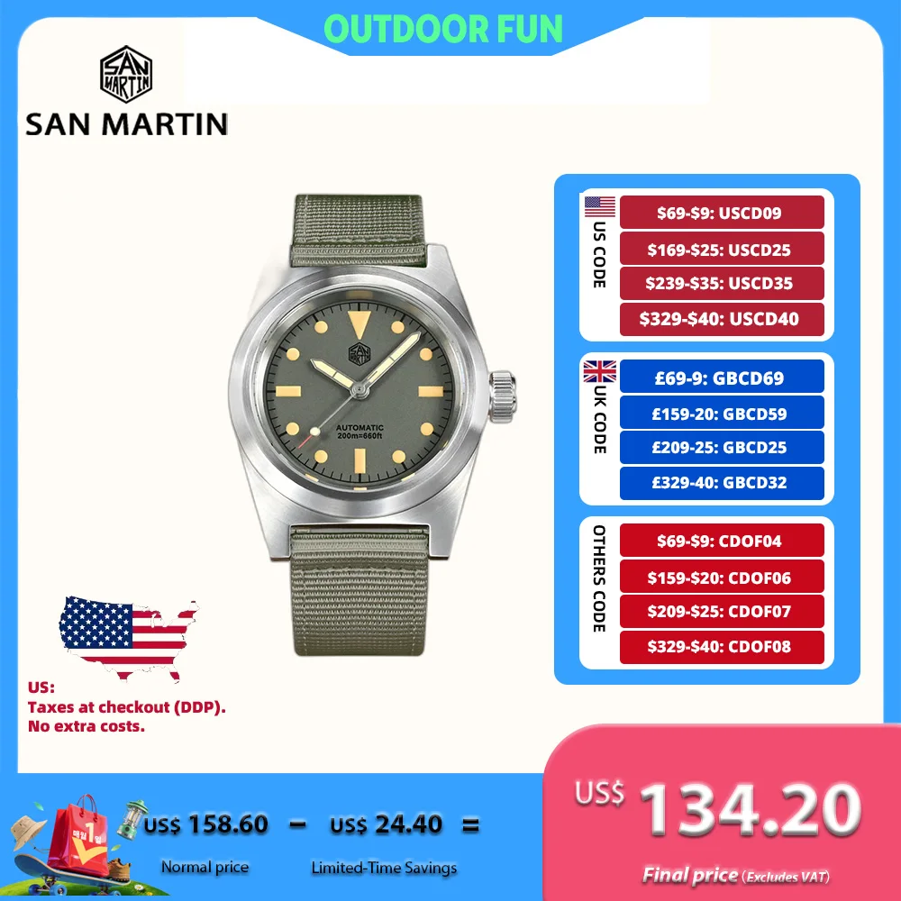 

San Martin 38 мм автоматические механические часы YN55A наручные часы с автоподзаводом дайвер с сапфировым стеклом C3 светящиеся 20 бар водонепроницаемые SN0029C