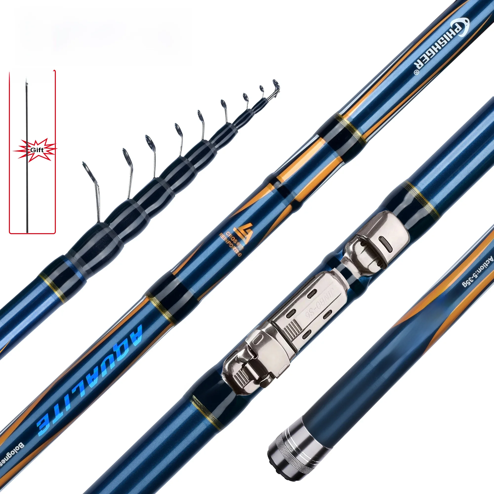 PHISHGER-Vara de pesca telescópica, Flutuador de carbono, Surf ultraleve, Viagem Spinning Pole,