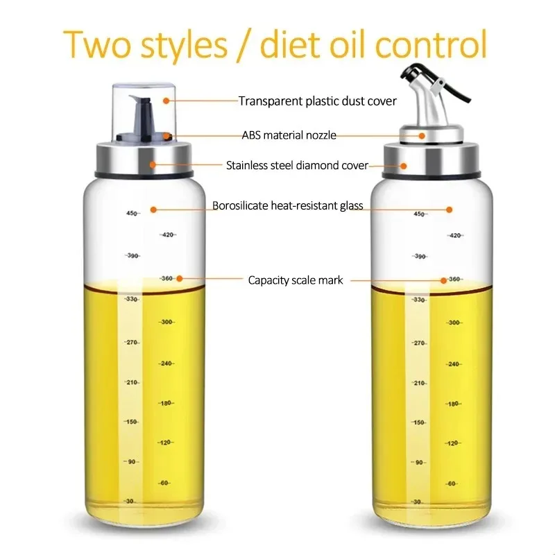 1Pcs Vinegar Spray Oil Sprayer Press Type Oil Bottle Things for Kitchens Oiler Leakproof and Heat Resistant Cruet Kitchen Tools