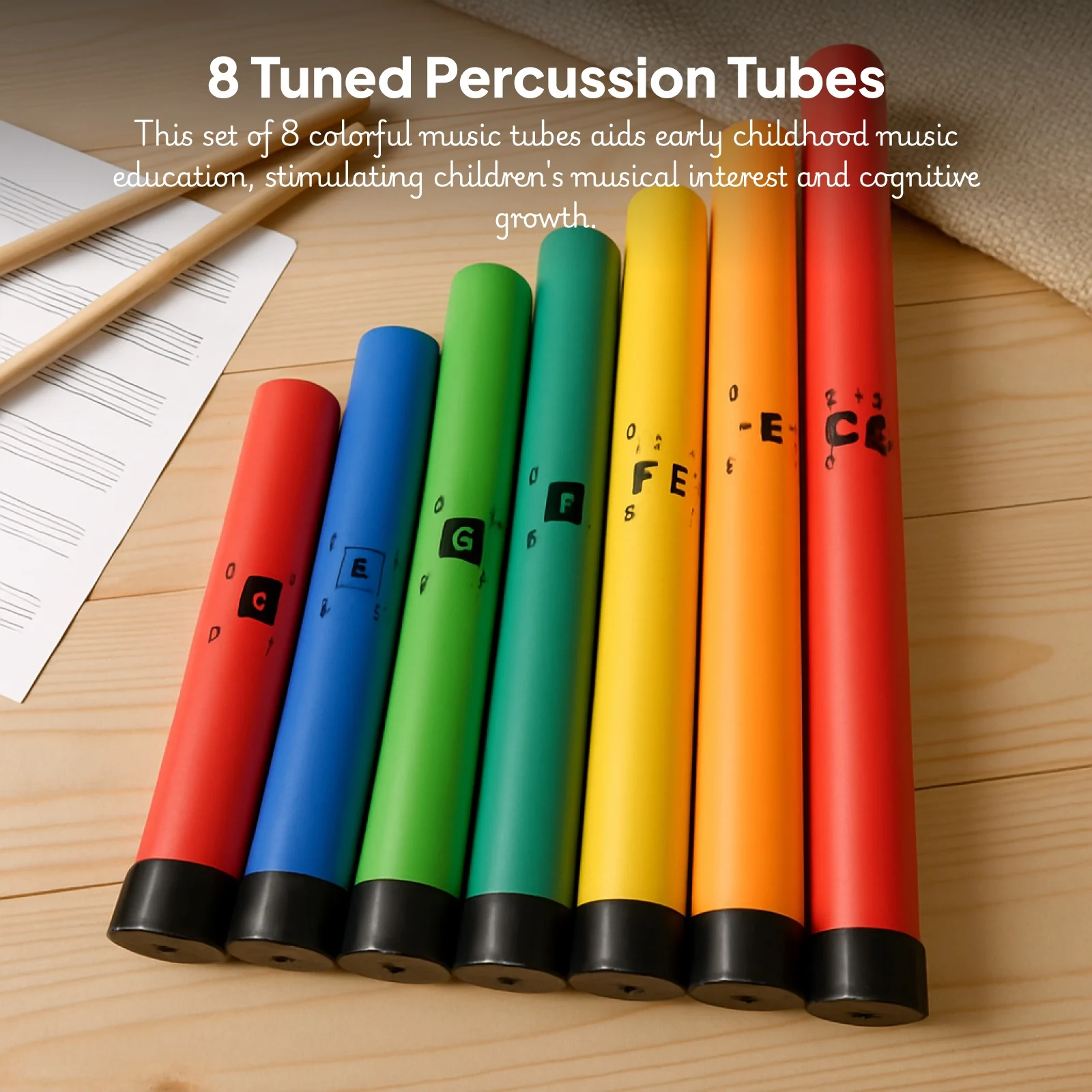 8 Tuned Percussion Tubes Colorful Enhances Sensory Skills 8 Notes Diatonic Music Tubes Kids Musical Toys Musical Instruments