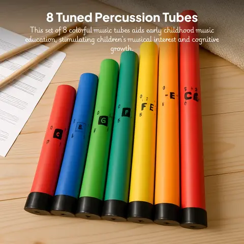 8 Tuned Percussion Tubes Colorful Enhances Sensory Skills 8 Notes Diatonic Music Tubes Kids Musical Toys Musical Instruments