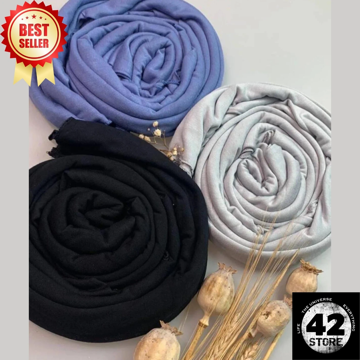 Hijab Combed Cotton 3 Color Shawl Set