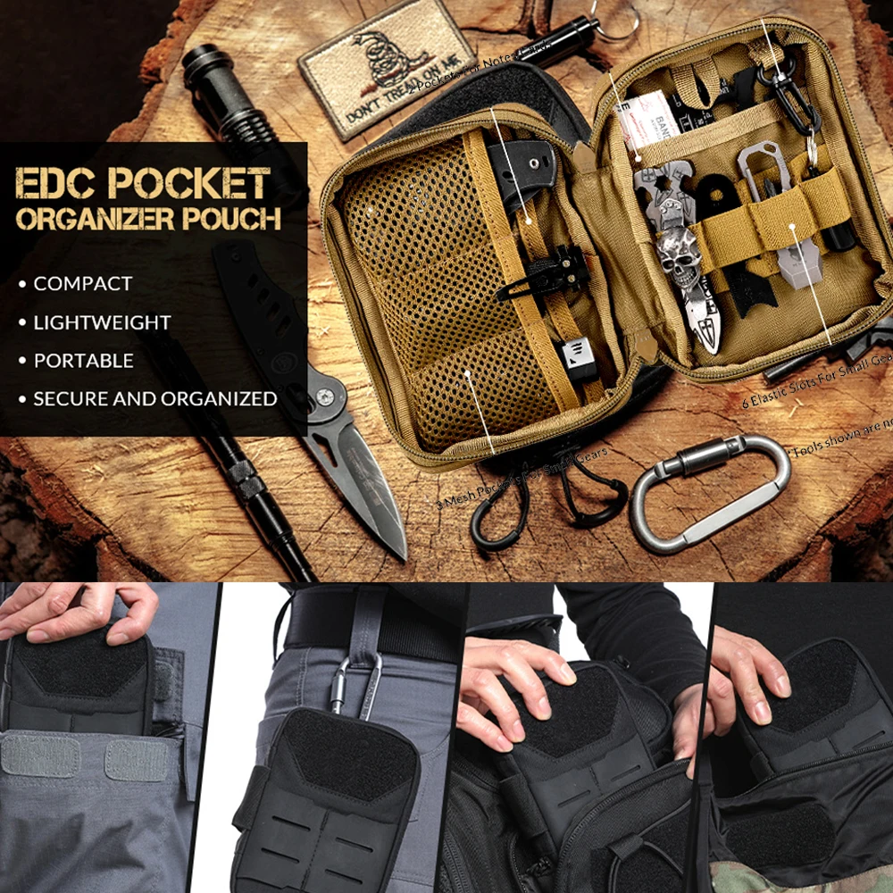 Compact Waist Pocket Pouch, Multi-Purpose Molle EDC Gadget Organizer,Tool Pouch for Multitools Nylon Utility Tool Organizer