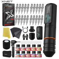 XNET Vane Wireless Tattoo Machine Pen Kit with Ink Mixer Brushless Motor With 3.5/4.5mm Strokes 10pcs Inks For Tattoo Artist