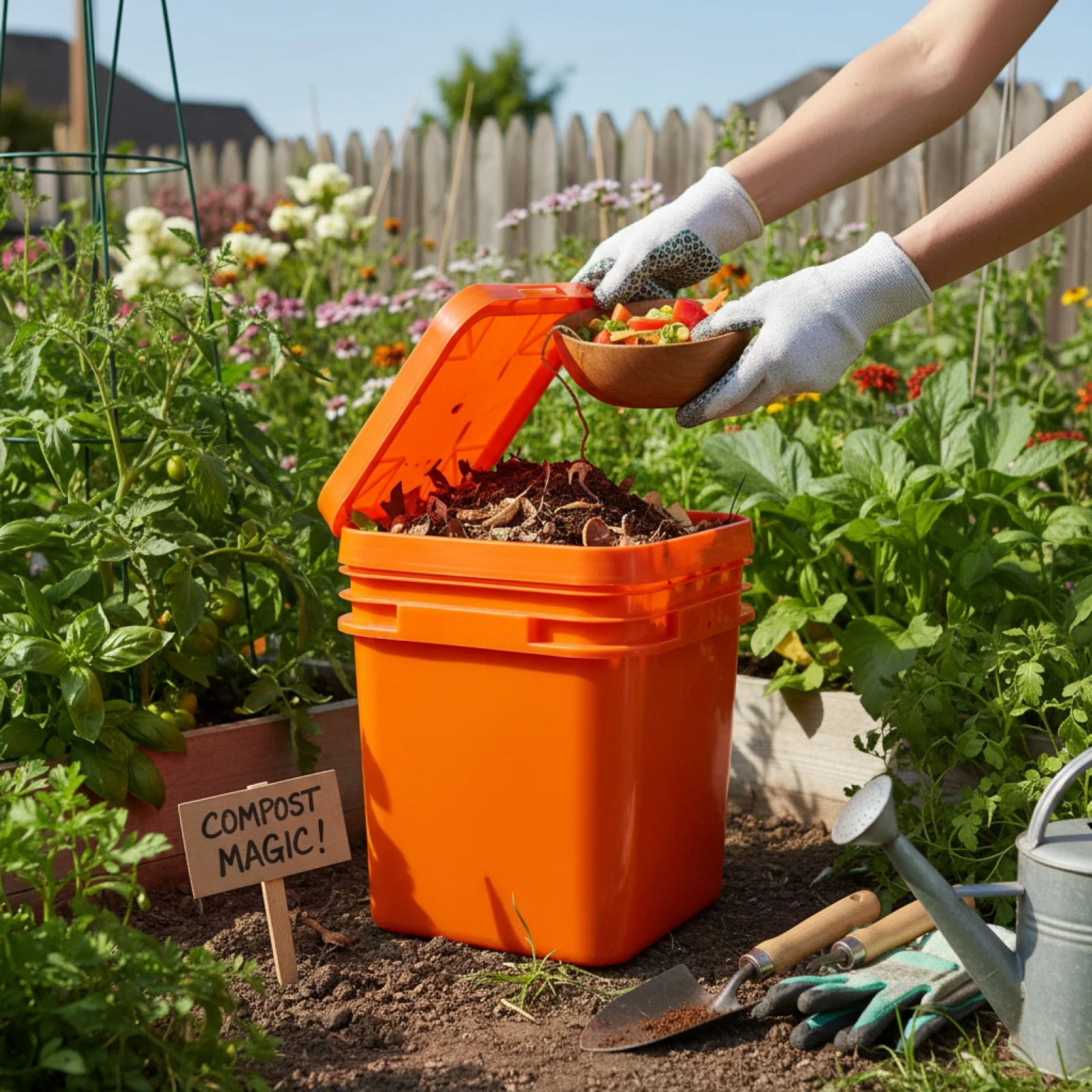 12L/25L Square PP Plastic Pail with Handle Garden Trash Cans for Veterinary Medicine Compost Fermentation Chemical Storage