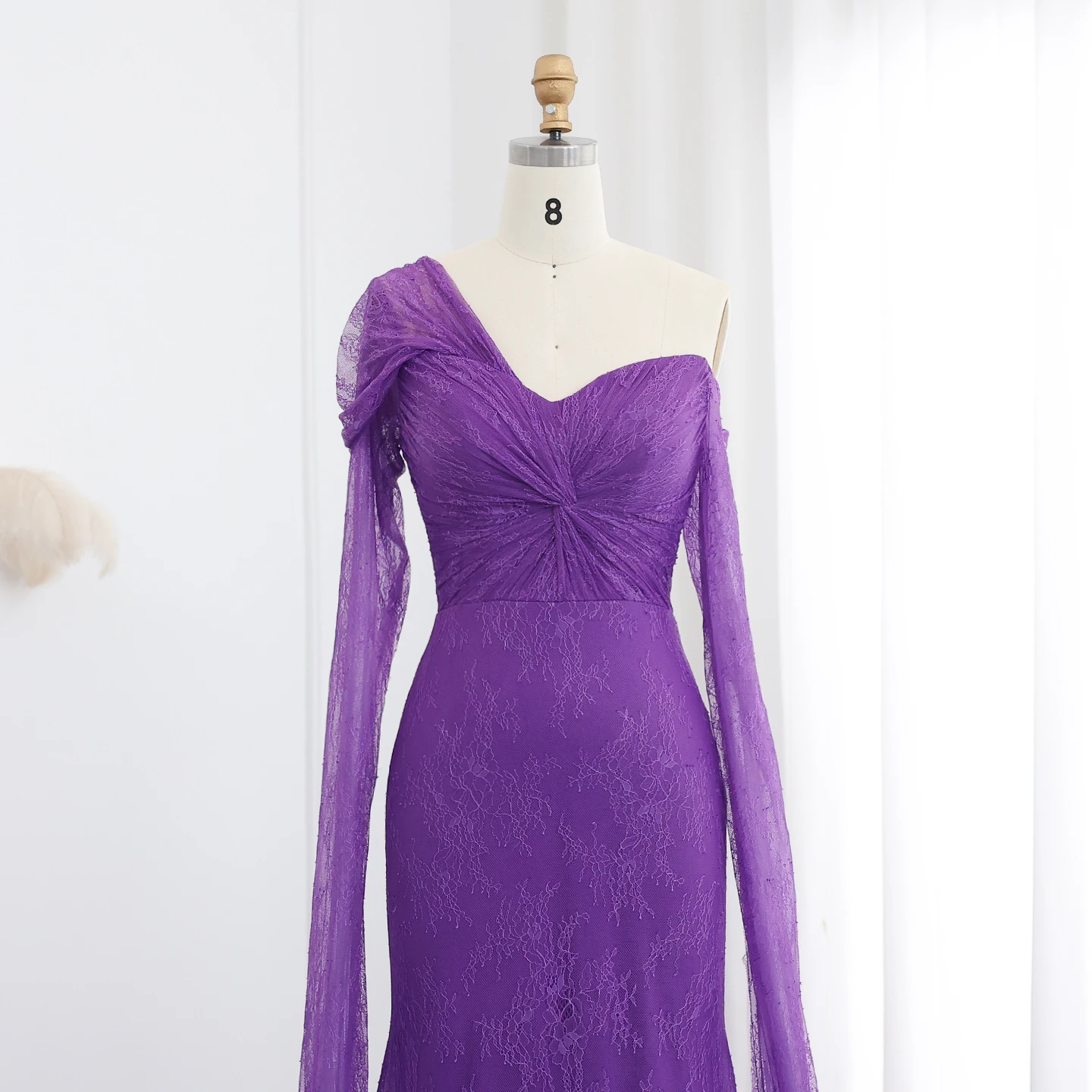 Sharon Said Spitzen-Meerjungfrauenkleid in Lila mit Kurzen Ärmeln, Arabisches Damen-Hochzeitskleid SF055, Maßanfertigung – Detail 10