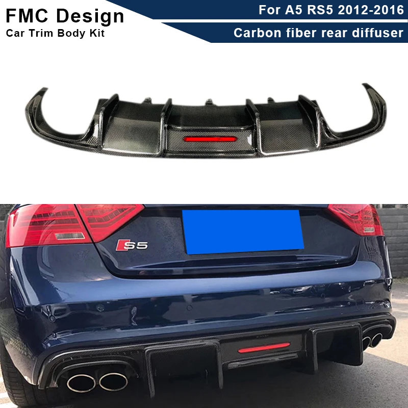 Carbon Fiber Rear Bumper Lip Diffuser for Audi A5 S5 2012-2016 FRP Car Rear Bumper Diffuser Rear Side Splitter Spoiler Lip