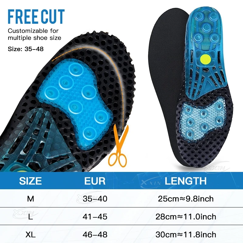 【Xxin】Spring Insoles Arch support Orthotic Insoles Silicone Sports Shoe Pad Men Women Flat Feet Shoe Insoles Size35-48