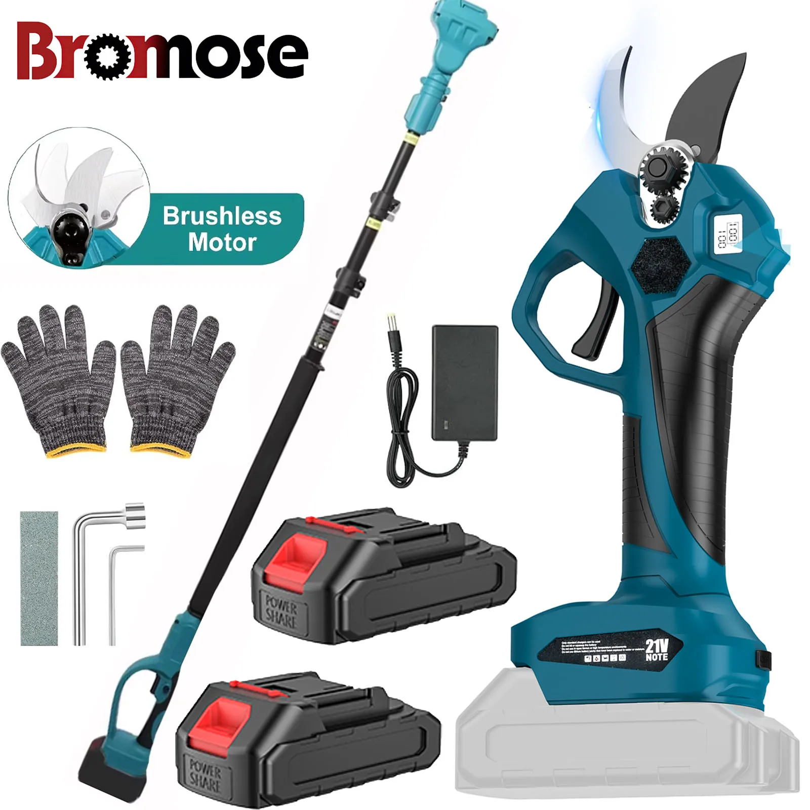 Makita – ciseaux électriques à poteau télescopique sans balais de 40mm, 2 vitesses, sans fil, pour l'élagage des bonsaï d'arbres fruitiers, batterie