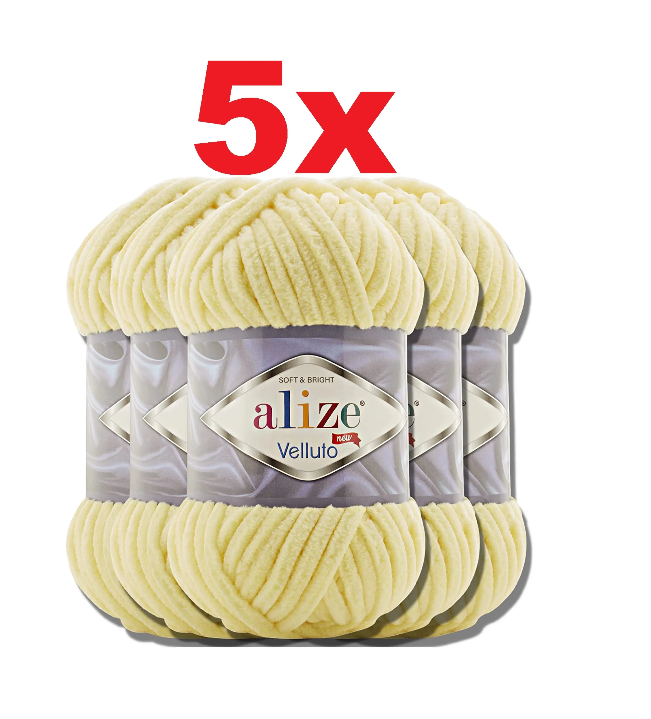 Alize Velluto Yarn 5 Pieces Chunky Baby Soft Bulky Thick Knitting Crochet Toys Velvet Chenille Amigurumi Wool Cotton Merino Milk