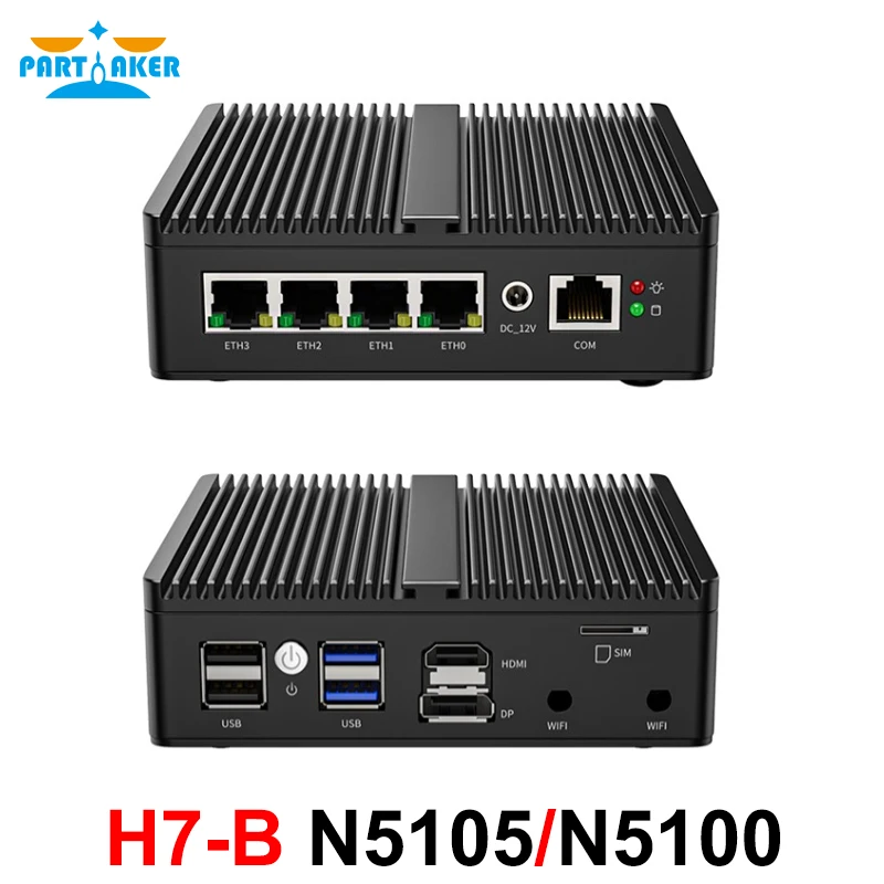 팬리스 미니 PC 인텔 셀러론 소프트 라우터, 4 x i226, 2.5G LAN, HD DP, pfSense 방화벽 기기, ESXI AES-NI, N5105, N6000, J6412, J4125