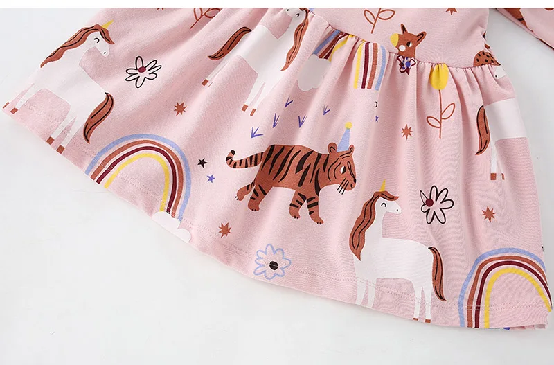 Merk Kwaliteit Terry Katoen Casual Kinderen Kleding Cartoon Kids Eendelige Jurken Voor Meisjes Schattige Lange Mouwen Baby Meisje Kleding