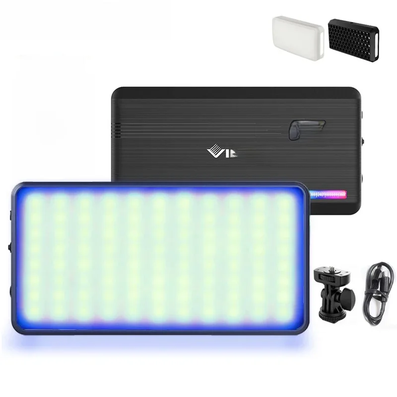 VIJIM-Luz de Vídeo RGB LED Regulável, Luz de Preenchimento com Difusor, Fotografia, Câmara de
