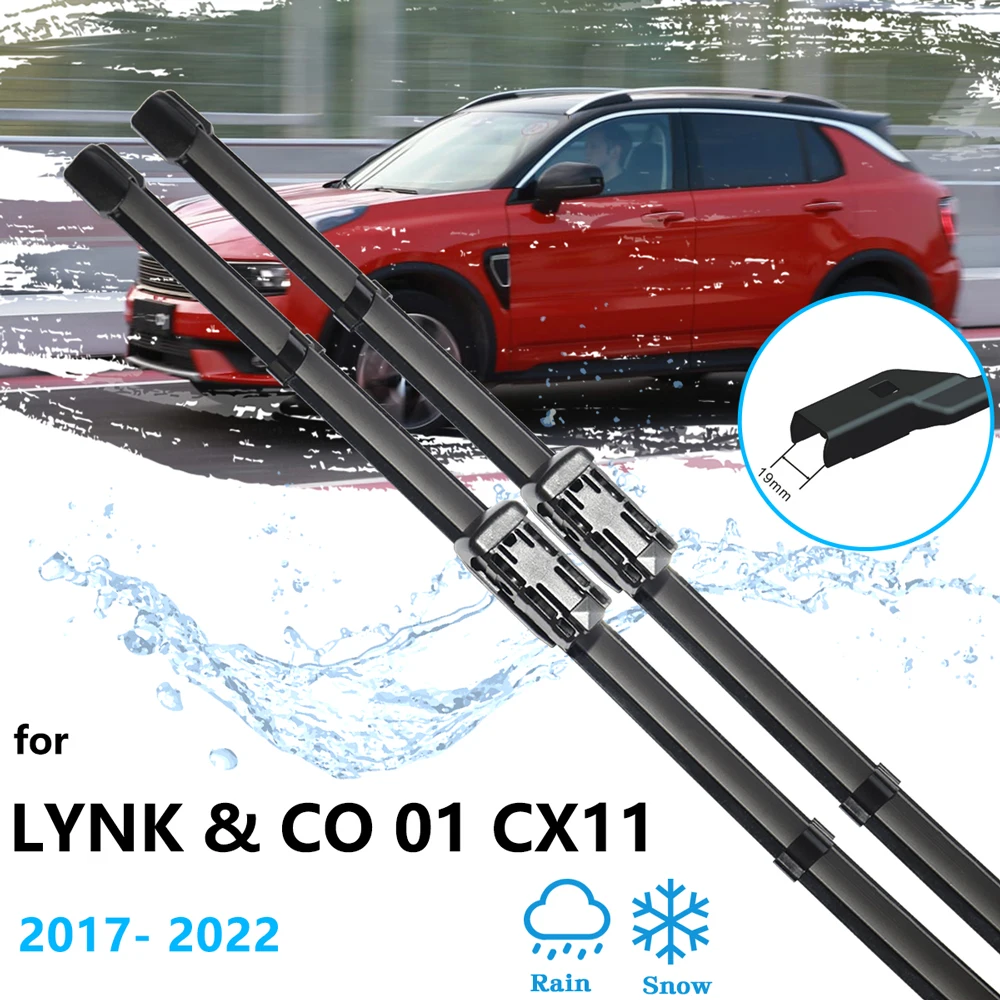 For Lynk & Co 01 CX11 2017 2018 2019 2020 2021 2022 Windscreen Window Front Rear Wiper Boneless Frameless Rubber Car Accessories