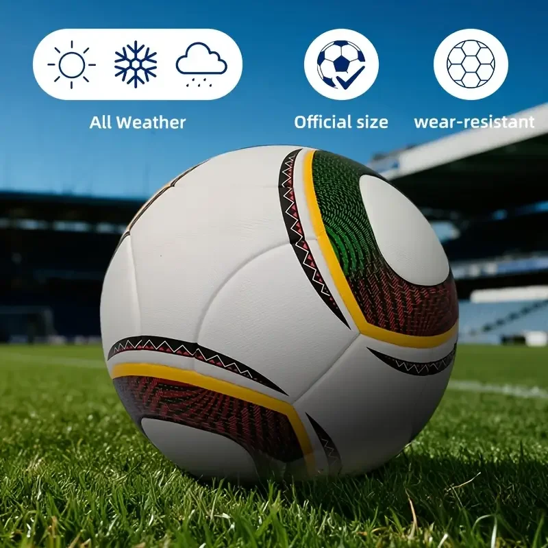 Bola Sepak 2010 Ukuran Standar 5 Bahan PU Berkualitas Tinggi Pertandingan Olahraga Tim Luar Ruangan Rumput Pertandingan Sepak Bola Tanpa Jahitan Latihan Futbol