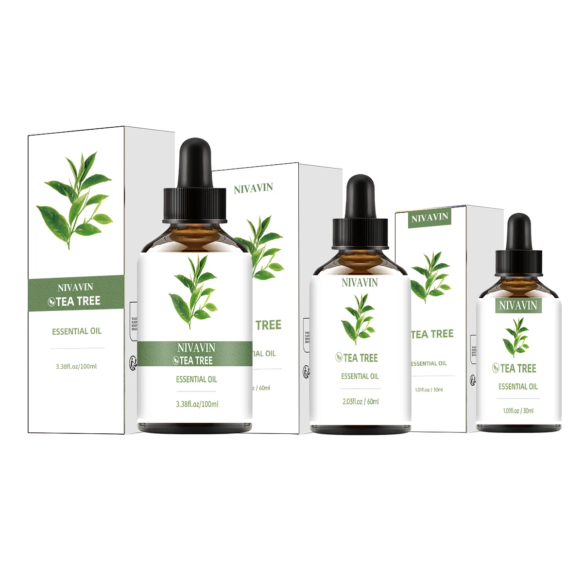 NIVAVIN 30ml/60ml/100ml Teebaumöl, natürlich extrahiert, langanhaltender Duft, erfrischt die Luft, geeignet für den Hausgebrauch.