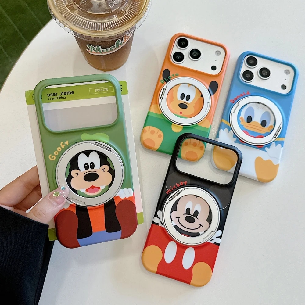 New Cute Color Block Cartoon Character Print Phone Case For iPhone 17 16 Pro 16 Max 15 16 17 Pro Max 15 Pro With Magnetic Holder