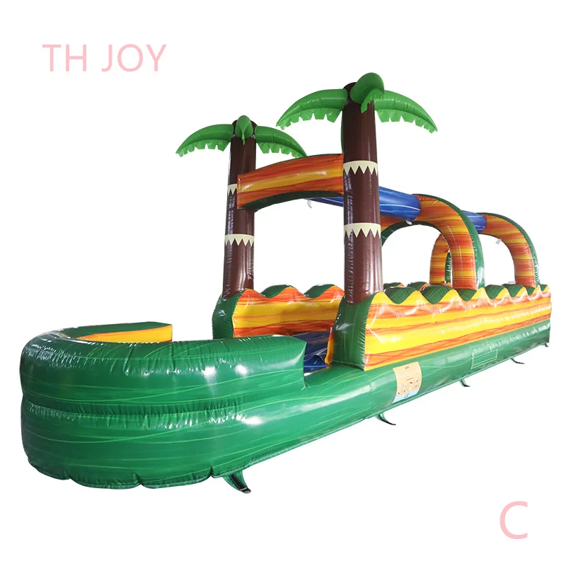 

inflatable tropical waterslide, outdoor inflatable bounce sliding water slide with pool for adults N kids