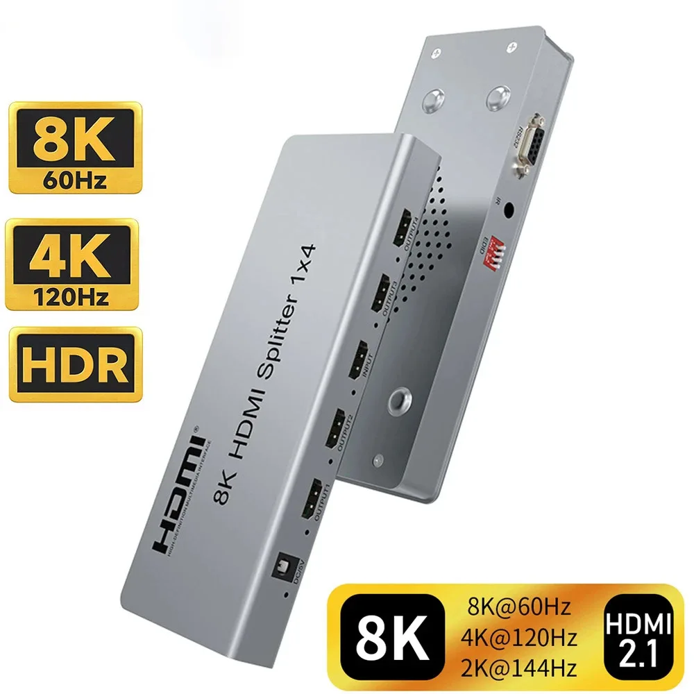 3D Visual Effects 8K@60HZ HDMI 1-in-4-out Splitter 4K@120HZ IR IR HDMI Splitter