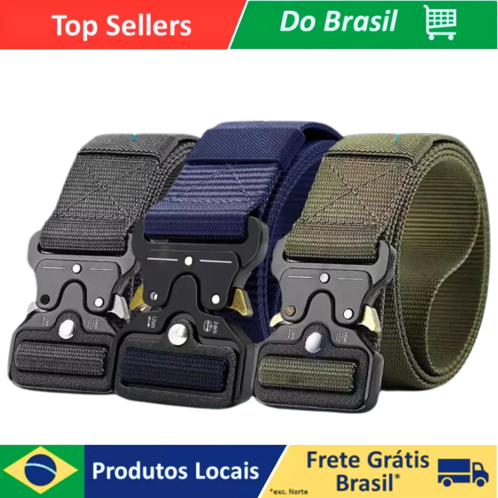 Cinto Tático Estilo Militar Elegante Masculino e Feminino Nylon Fivela e Engate Rápido 120cm Ajustavel