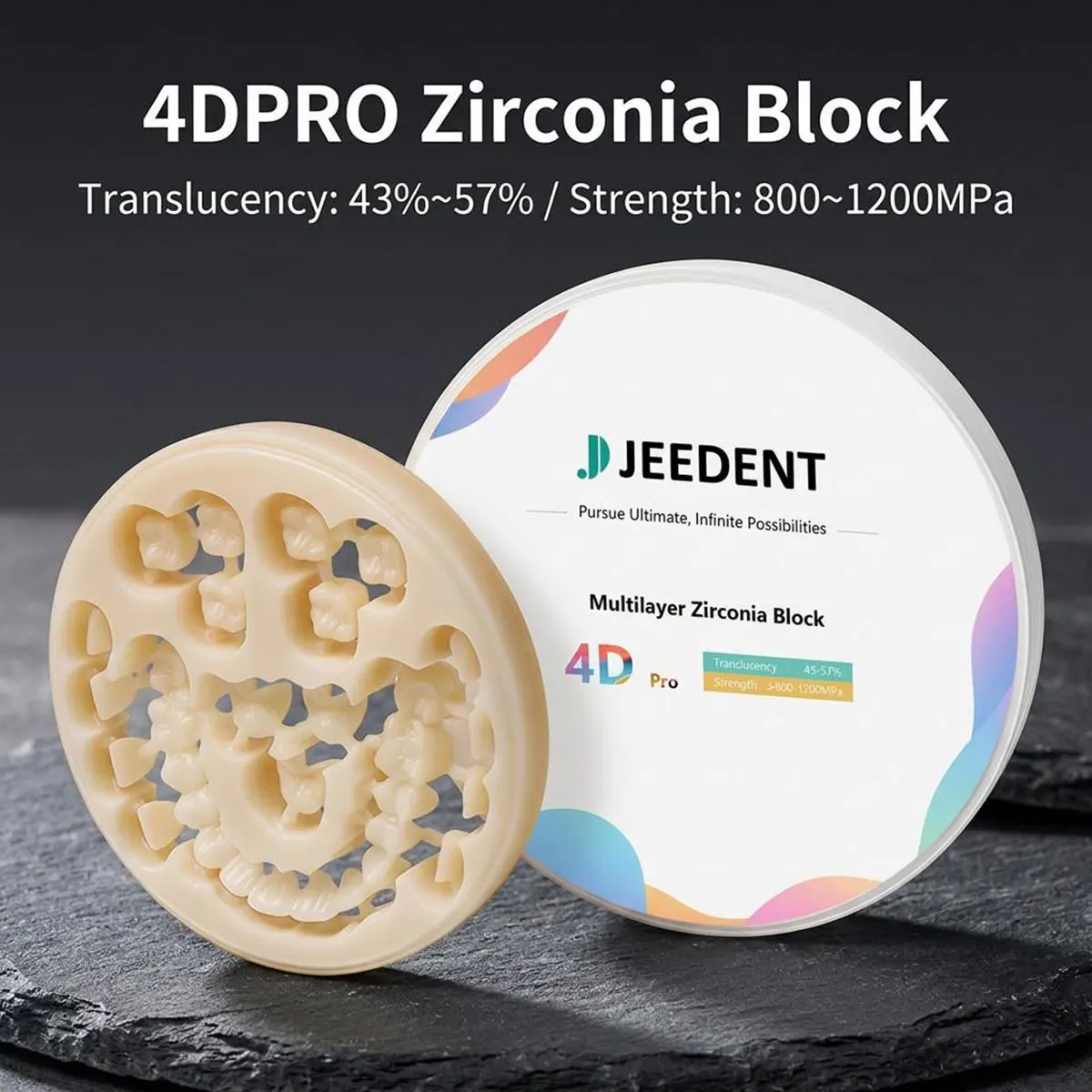 JEEDENT 4DPRO Multilayer Zirconia Disc 98mm Open System Milling Blank High Translucency Aesthetic Material Dental Lab Consumable