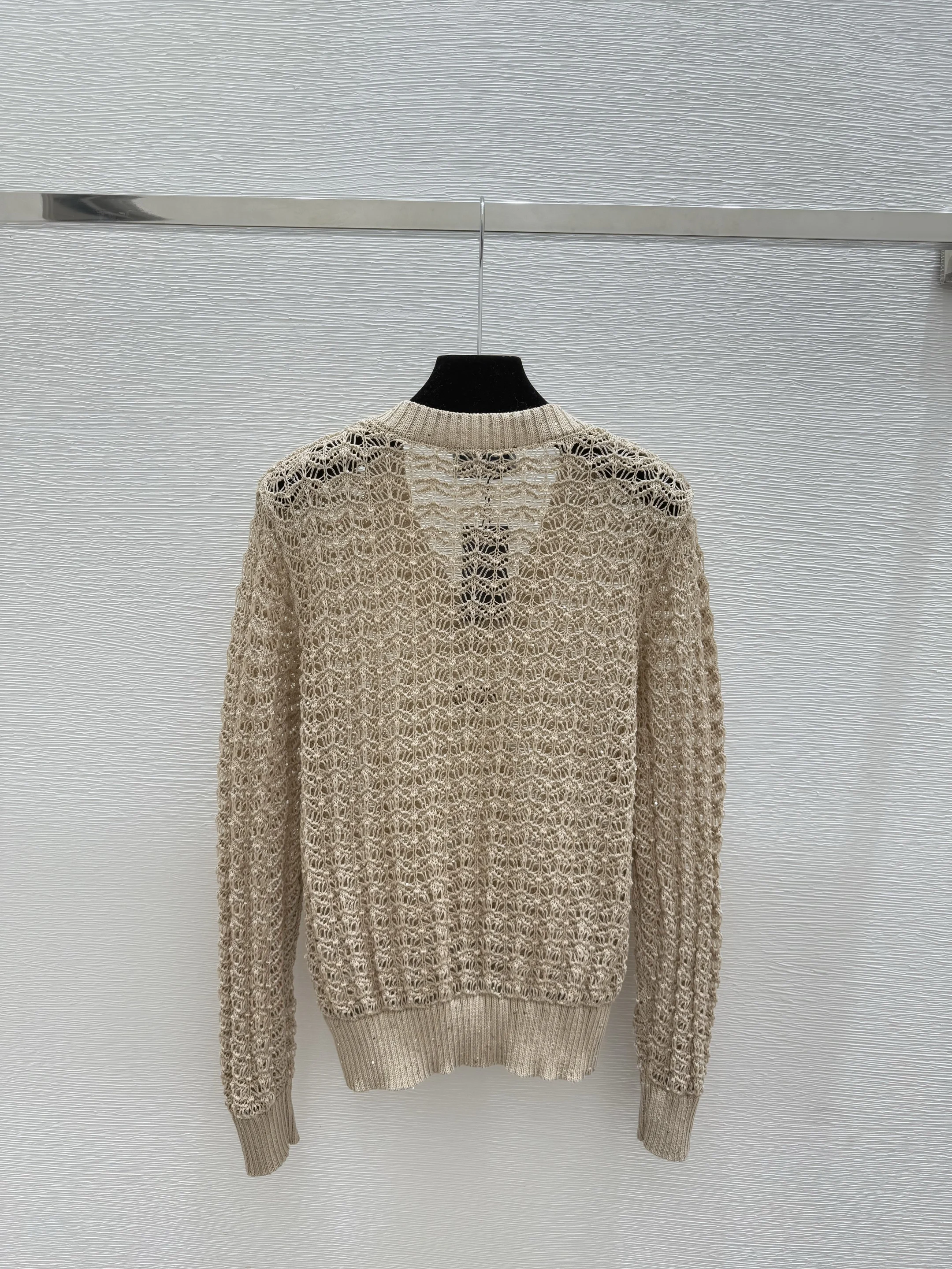 

Женская однотонная вязаная бусина с v-образным вырезом и длинным рукавом на весну и осень 202, HL142