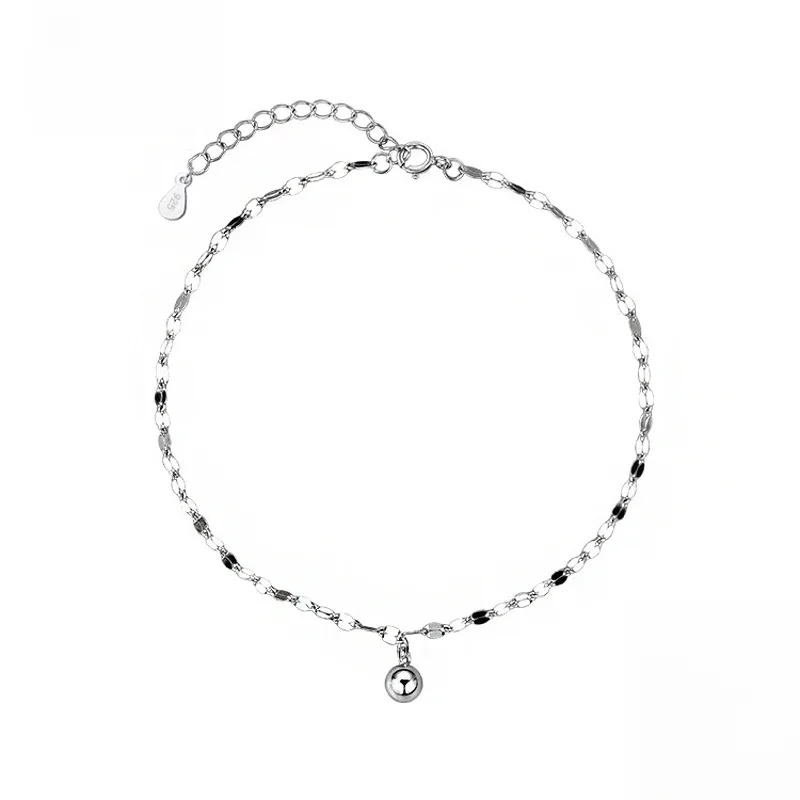Nowa moda Wykwintne małe łańcuszki na kostkę w kształcie jajka 925 Sterling Silver Proste łańcuszki na kostkę dla kobiet Biżuteria Bransoletka na kostkę — zdjęcie 2