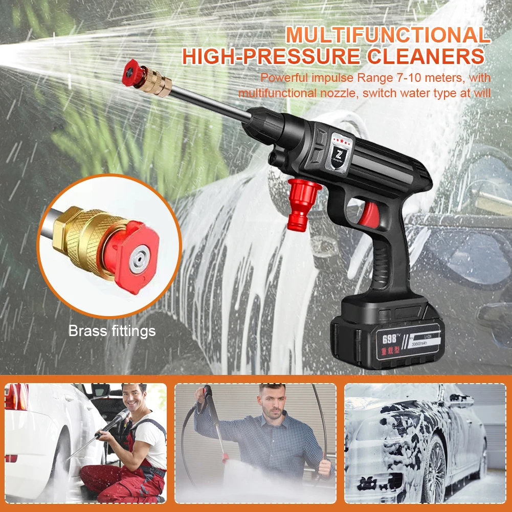 30000mAh بليهير بندقية بطارية لاسلكية ارتفاع ضغط رغوة المنتج 1500 واط 30Bar سيارة مدفع المياه للسيارات حديقة المنزل رافعة آلة #4