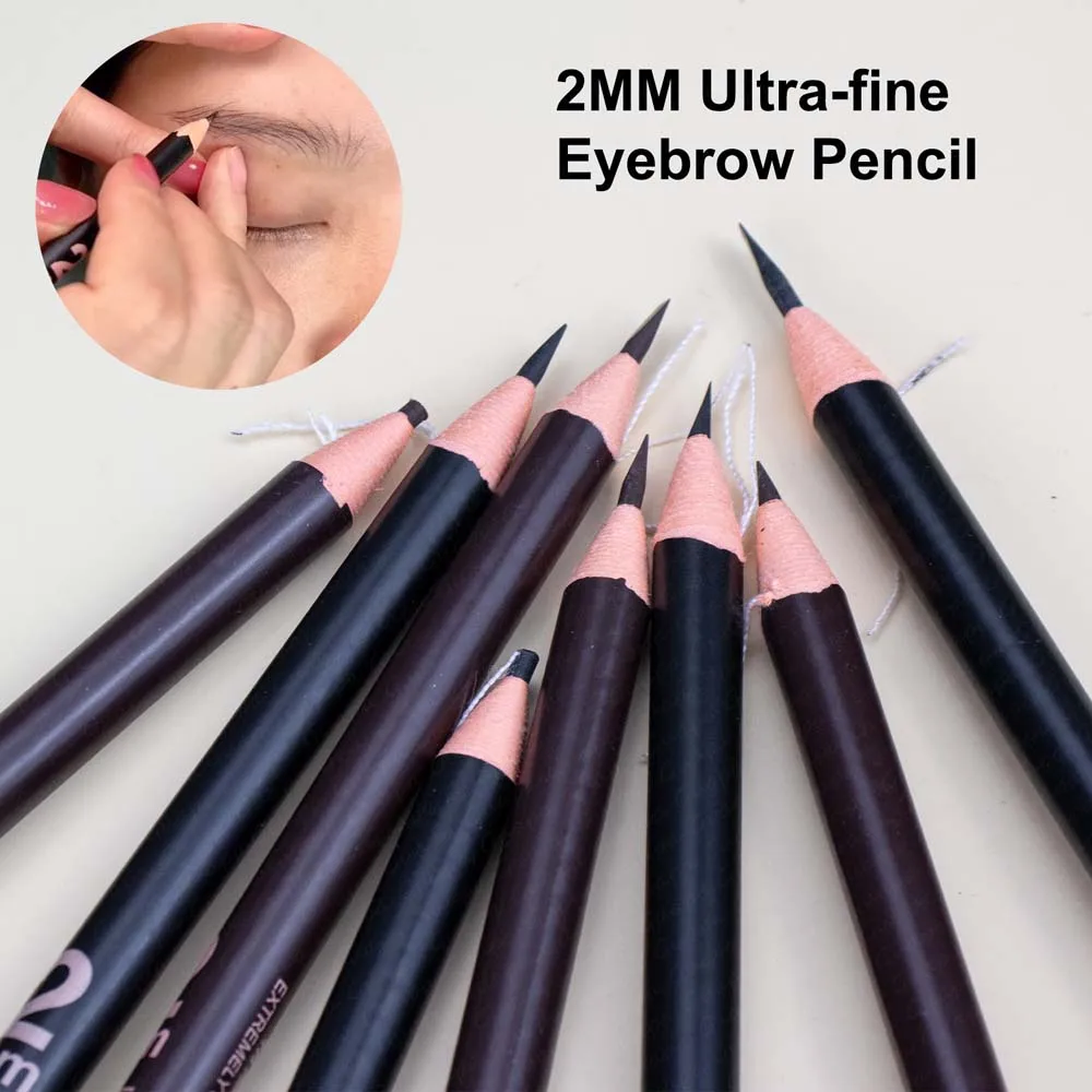 Crayon de Microblading professionnel Ultra-fin de 2mm, 4 pièces, crayon de tatouage de sourcils noir Permanent, stylo de cartographie de sourcils PMU