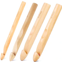 TLKKUE 15/20/25/30 mm Wooden Crochet Hooks Yarn Sewing Knitting Needles Embroidery DIY Craft Knitting Tools Hooks Knit Weave