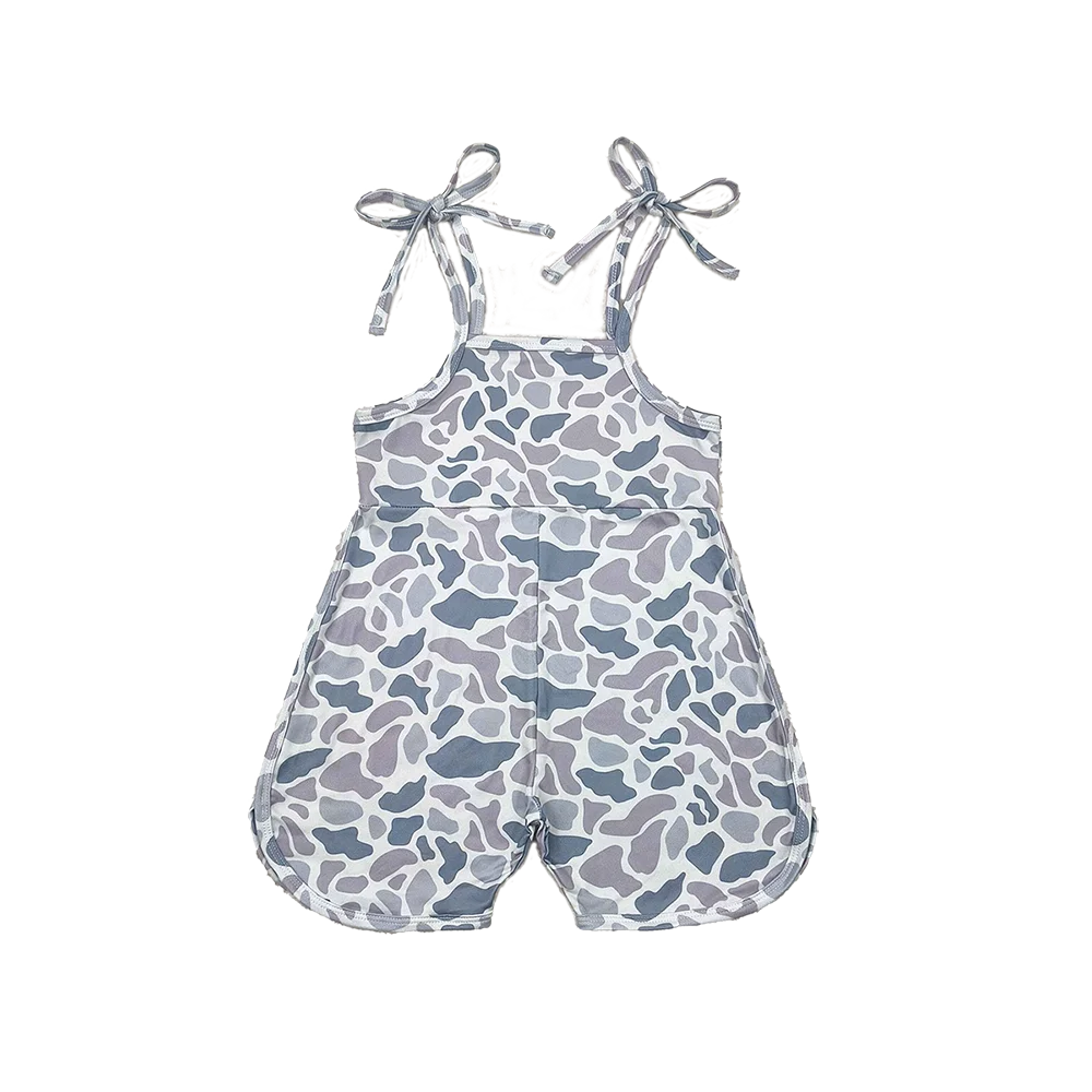 

SR2827 Baby Girls Summer Jumpsuits Grey camo straps shorts length kids girls jumpsuit