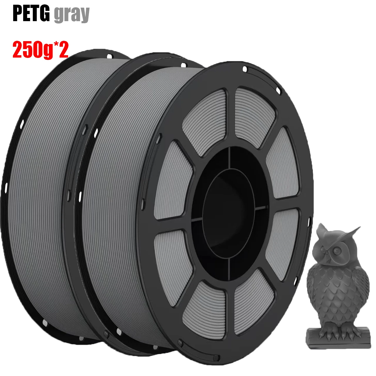 

Филамент PETG для 3D-принтера, 1.75 мм, 500 г, высокопрочная новая формула, отличное качество нанесения, серый