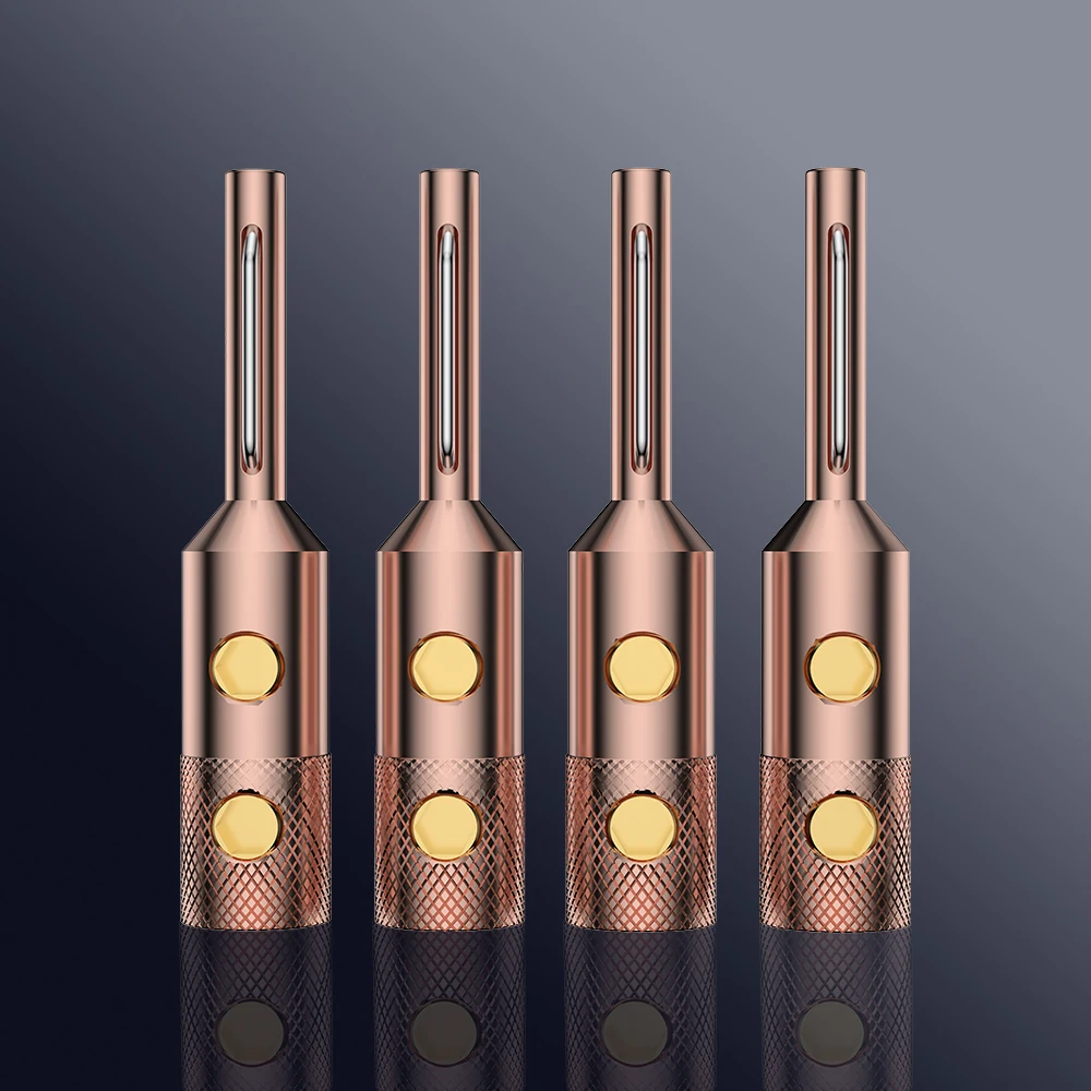 vborg VB401 Pure Copper banana plug Silver Plated Audio Jack Banana Plug Connector Terminal Connectors Speaker Plugs Hifi