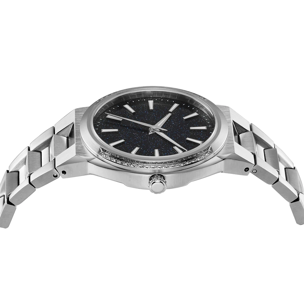 Montre Ultra fine en acier inoxydable pour femmes, sans Logo, étoile anti-poussière, lunette en diamant, mouvement suisse